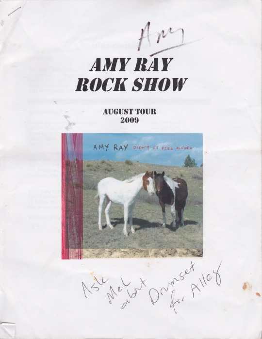 Amy Solo Tour Itinerary