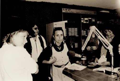 Emily and Winona LaDuke at KILI Radio, Pine Ridge, SD 1995